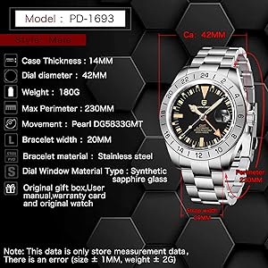 pagani DESIGN GMT 自動巻き腕時計 黒文字盤 Amazon.co.jp: パガ－ニデザイン メンズ腕時計 GMT針 自動巻き